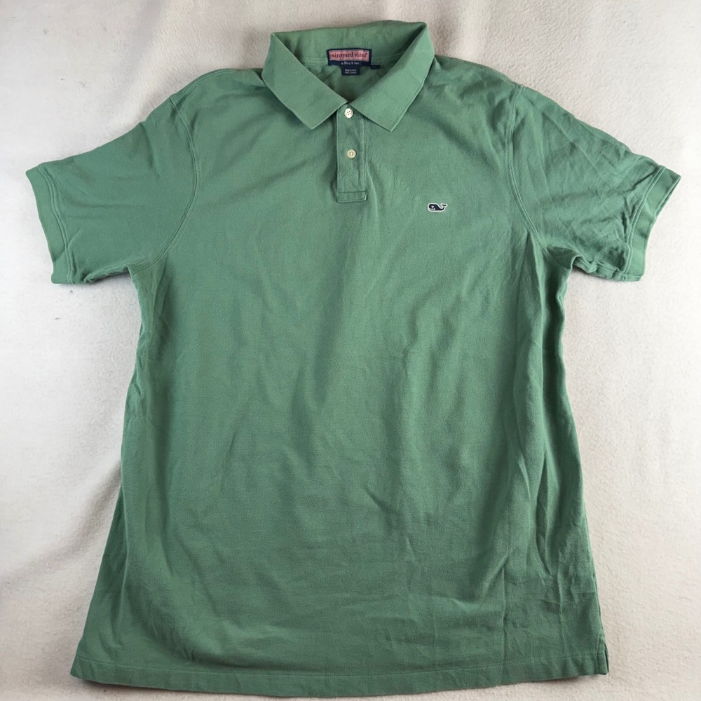 Vineyard Vines Mens XL Polo Shirt Sage Green Short Sleeve Pique Cotton